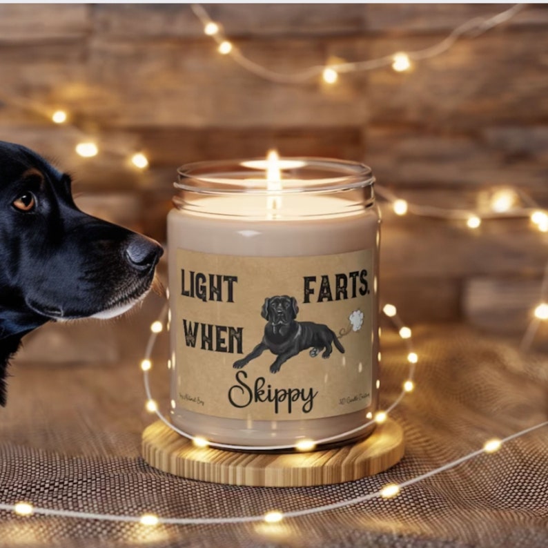 Labrador Candle Personalized Gift Light When Name Farts Black Lab Gifts Funny Gift for Dog Lover Dog Deodorant Odor Eliminator Labrador Gift image 1