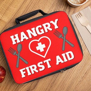 Hangry First Aid Lunch Bag: Funny Insulated Snack Tote