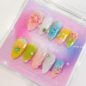 3D Flower Garden Press-On Nails: Fairycore Almond Nails