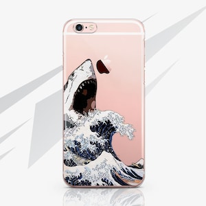 Jaws iPhone X Case iPhone 6S Hard Case iPhone Kanagawa Wave iPhone 7 Shark Case for Apple iPhone 8 plus Clear Case iPhone XR Case RA1577