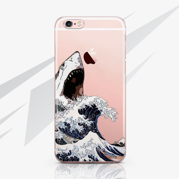 Jaws iPhone X Case iPhone 6S Hard Case iPhone Kanagawa Wave iPhone 7 Shark Case for Apple iPhone 8 plus Clear Case iPhone XR Case RA1577