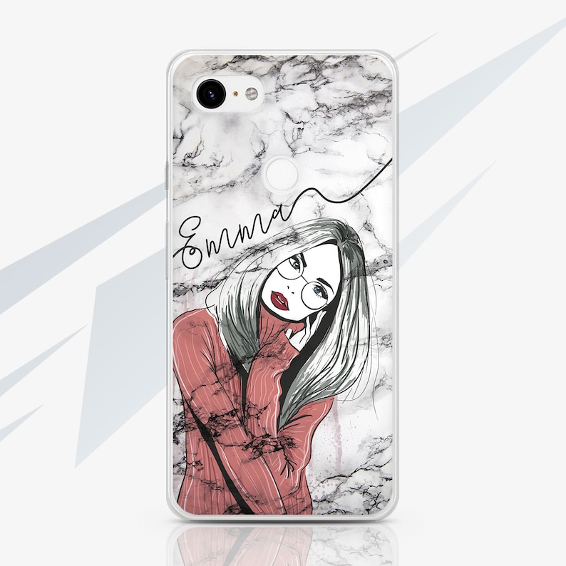 Black Marble Google Pixel 3A XL Case Personalized Pixel 3 Cover Protective Silicone Case Google Pixel XL 2 Case Monogram Plastic Case RA1449