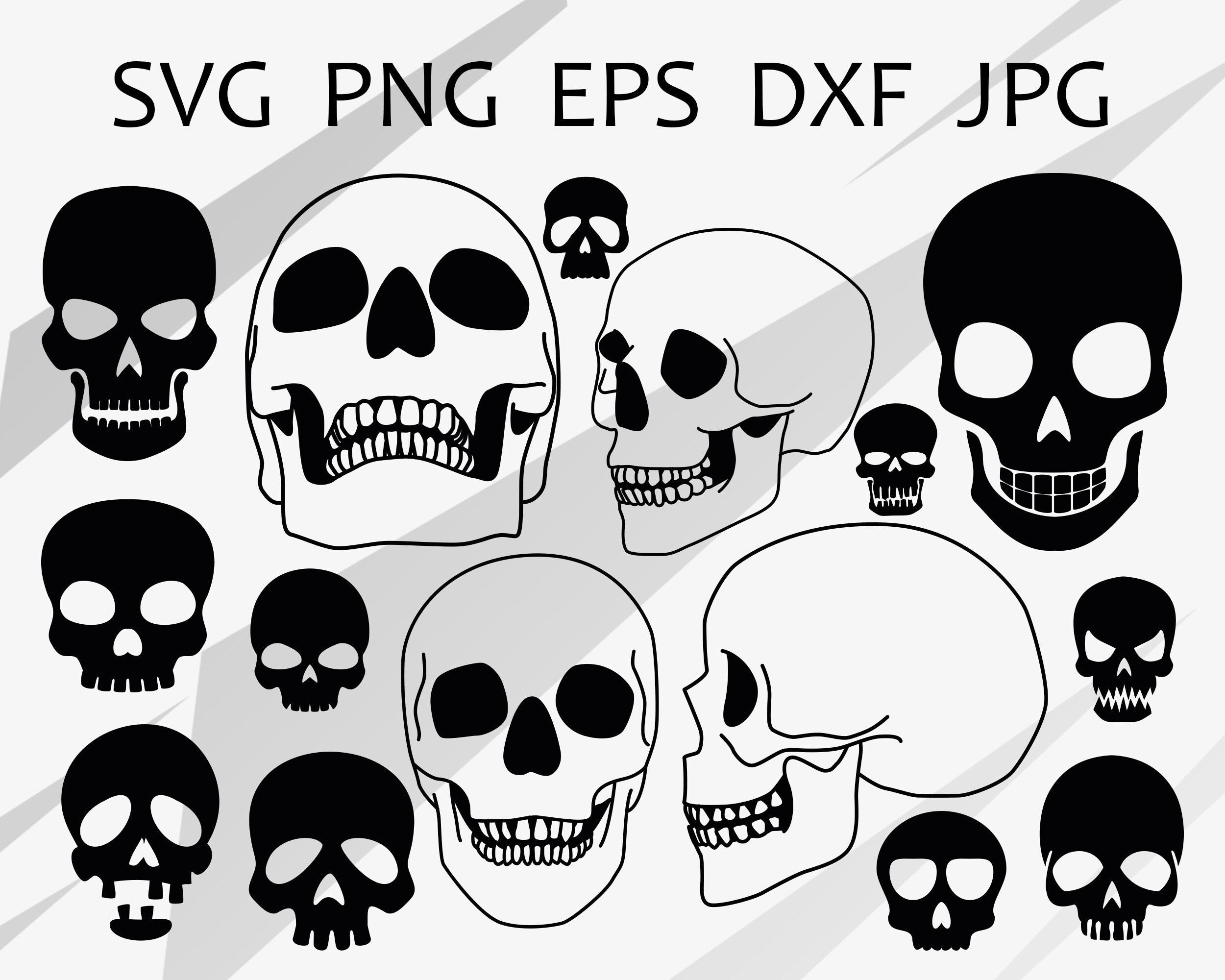 Graphic Skull Eps Vector Download Files Full Face Skull Png Etsy