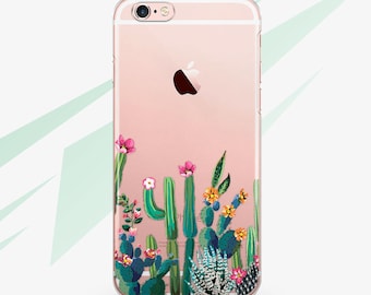 Kaktus iPhone 6 Handyhülle Floral iPhone 7 iPhone 5 Handyhülle iPhone 6+ Hülle Klar iPhone SE Hülle RA1626