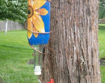 Hand-Painted Sunflower Hummingbird Feeder