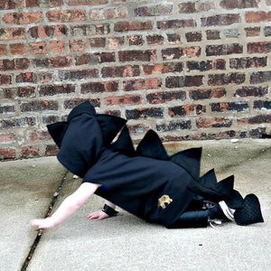 Baby Dragon costume, infant dragon hoodie, black dragon, dino with tail, infant Halloween costume, toddler sweatshirt, toddler boy gift