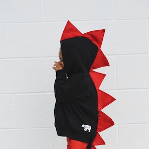 Black & Red Halloween Dragon Hoodie - toddler dress up Christmas gift - dragon costume - dinosaur hoodie with tail - toddler birthday gift