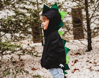 Dinosaur hoodie, green dinosaur, boy spike shirt, dino hoodie with tail,  toddler, Christmas present, dinosaur birthday gift, kids son gifts