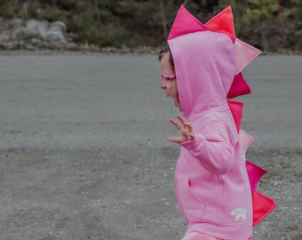 Pink dinosaur hoodie, dinosaur sweatshirt, toddler dino hoodie, jacket, girl Halloween costume, dinosaur princess birthday party, kids gifts