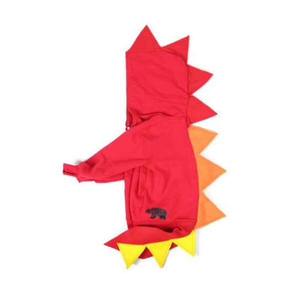Kids dino spike hoodie,  boy girl dinosaur hoodie, dinosaur sweatshirt with tail, toddler Halloween costume, fire dragon costume, kids gift