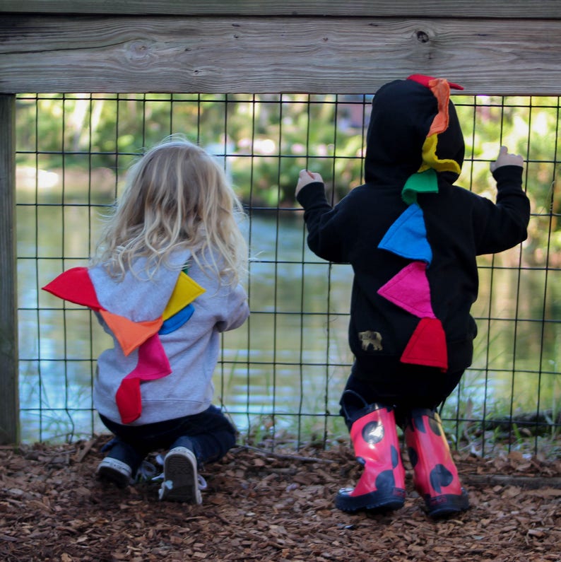 Bright Rainbow Toddler Sweatshirt, Dino Hoodie, Dinosaur Costume, Boy Shirt, Girl Shirt, Rainbow Sweater, READY TO SHIP image 6