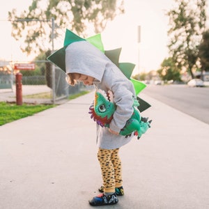 Green Dinosaur Hoodie, Toddler Sweatshirt, Dinosaur Costume, Dino Spike Hoodie, Boy Girl Costume, Halloween, Kids Gifts, READY TO SHIP image 1