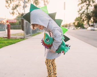 Green Dinosaur Hoodie, Toddler Sweatshirt, Dinosaur Costume, Dino Spike Hoodie, Boy Girl Costume, Halloween, Kids Gifts, READY TO SHIP