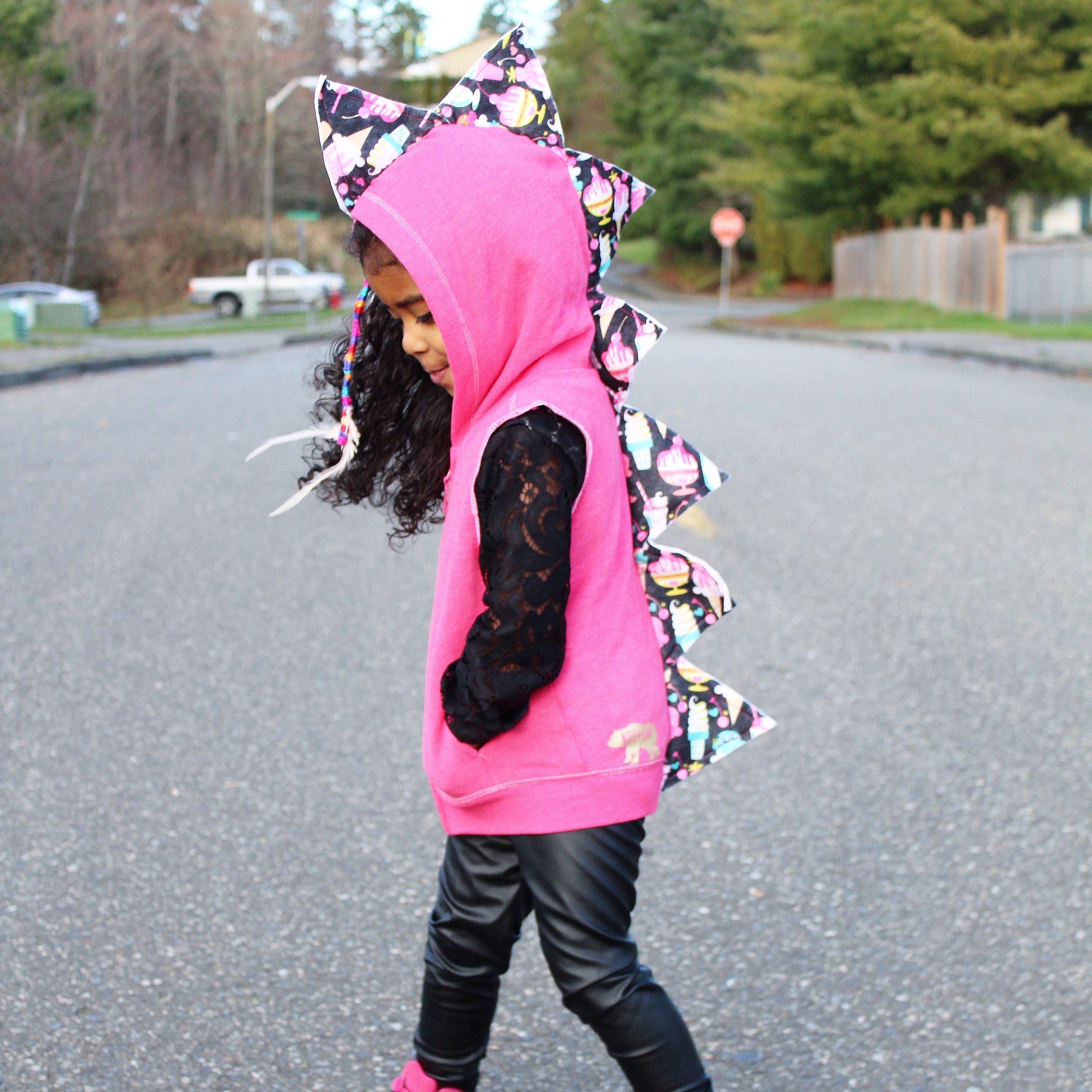girls dinosaur hoodie