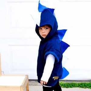 Toddler dinosaur costume, blue dinosaur hoodie, navy ombre sweatshirt, boy dino hoodie, kids Christmas, unique Halloween costume, kids gift image 6