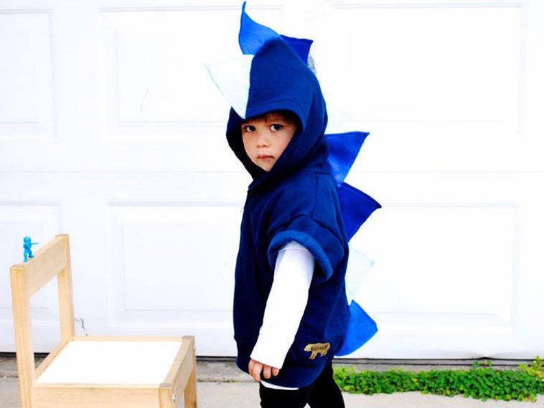 Toddler dinosaur costume, blue dinosaur hoodie, navy ombre sweatshirt, boy dino hoodie, kids Christmas, unique Halloween costume, kids gift image 6