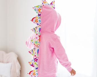 6M Infant Pink dinosaur hoodie, girl dinosaur gift, dinosaur birthday party,  toddler dino hoodie, kids dinosaur costume, READY TO SHIP