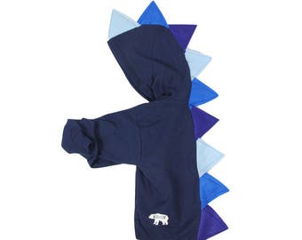 Toddler dinosaur costume, blue dinosaur hoodie, navy ombre sweatshirt, boy dino hoodie, kids Christmas, unique Halloween costume, kids gift