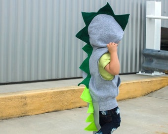 Kids Dinosaur Hoodie Sweatshirt, green dinosaur, boy spike shirt, dino hoodie with tail,  toddler Christmas present, dinosaur birthday gift