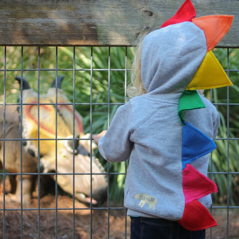 Bright Rainbow Toddler Sweatshirt, Dino Hoodie, Dinosaur Costume, Boy Shirt, Girl Shirt, Rainbow Sweater, READY TO SHIP image 3