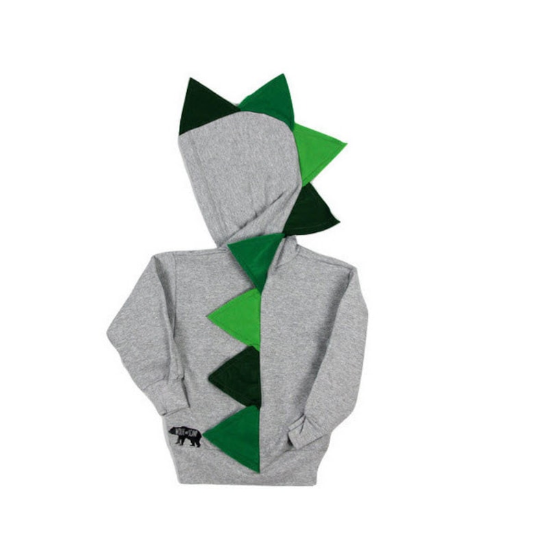 Green Dinosaur Hoodie, Toddler Sweatshirt, Dinosaur Costume, Dino Spike Hoodie, Boy Girl Costume, Halloween, Kids Gifts, READY TO SHIP image 4