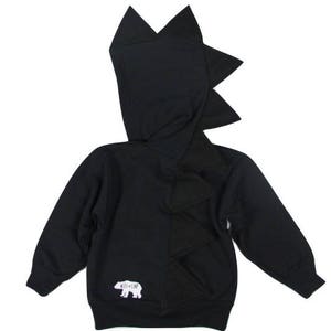 Dinosaur Hoodie, black dino hoodie, toddler zip up jacket, kids Halloween costume, dinosaur birthday party, kids dinosaur gifts image 4