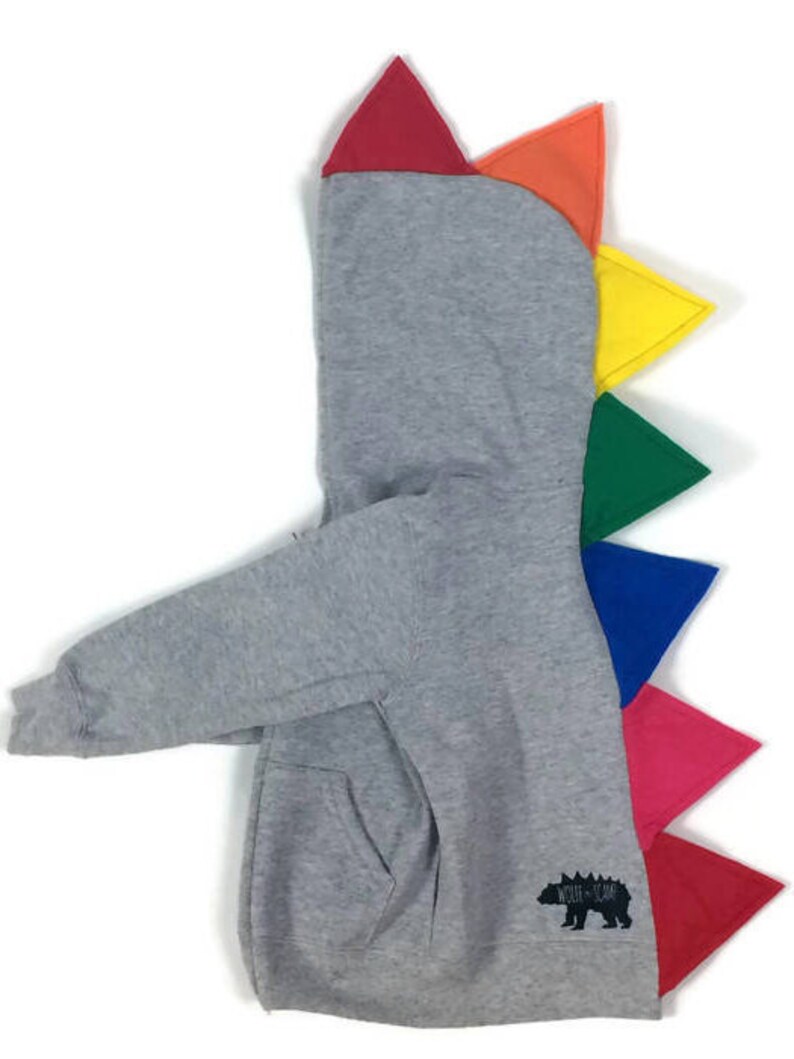 Bright Rainbow Toddler Sweatshirt, Dino Hoodie, Dinosaur Costume, Boy Shirt, Girl Shirt, Rainbow Sweater, READY TO SHIP image 4