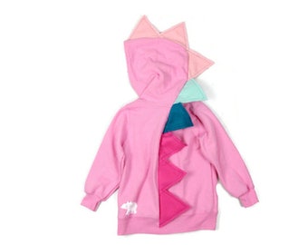 Girly pink dinosaur hoodie, girls dinosaur costume, dinosaur birthday party gift, infant, toddler dino hoodie, princess dinosaur, kids gift