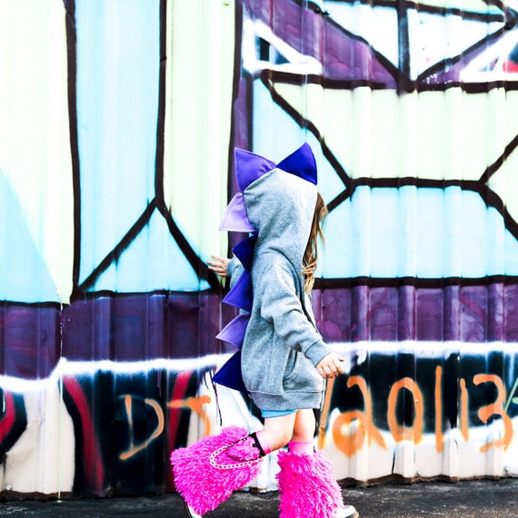 Purple Dinosaur Hoodie Toddler Hoodie Girl Dinosaur Costume