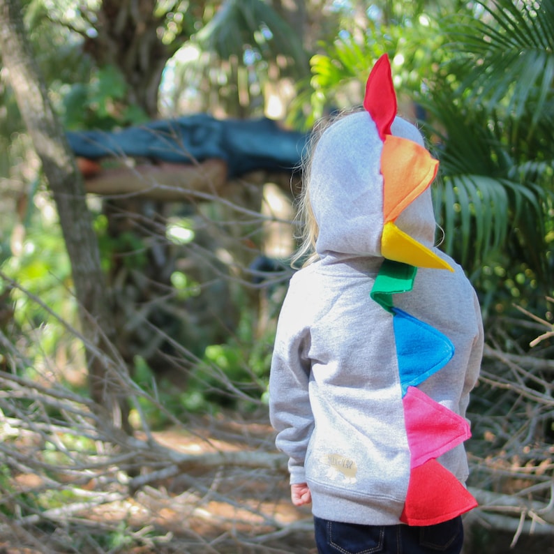 Bright Rainbow Toddler Sweatshirt, Dino Hoodie, Dinosaur Costume, Boy Shirt, Girl Shirt, Rainbow Sweater, READY TO SHIP image 2