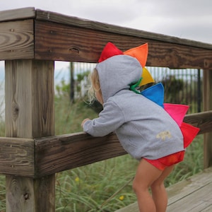 Bright Rainbow Toddler Sweatshirt, Dino Hoodie, Dinosaur Costume, Boy Shirt, Girl Shirt, Rainbow Sweater, READY TO SHIP image 1