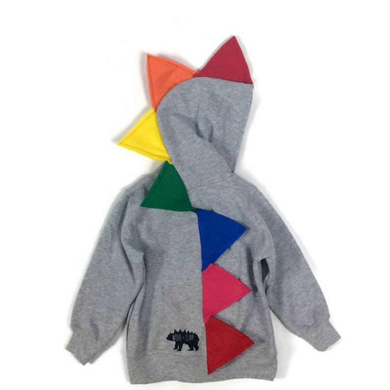 Bright Rainbow Toddler Sweatshirt, Dino Hoodie, Dinosaur Costume, Boy Shirt, Girl Shirt, Rainbow Sweater, READY TO SHIP image 5