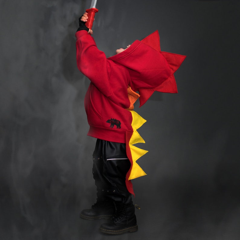 Kids Halloween Costume, fire dragon costume, red dragon costume, Christmas gift, dragon hoodie, toddler boy costume, boy girl gifts image 4