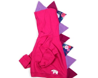 Pink Dinosaur Hoodie, Dinosaur Costume for Girls, Halloween, Toddler Sweatshirt, Dinosaur Birthday Party Shirt, Kids Gift, Gift for Her