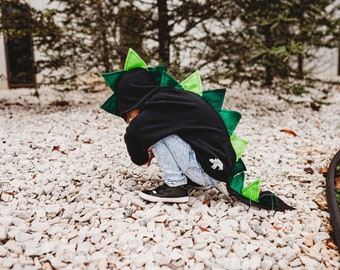 Dinosaur hoodie, green dinosaur, boy spike sweatshirt, dino hoodie with tail, toddler, Halloween costume, dinosaur birthday gift, kids gifts