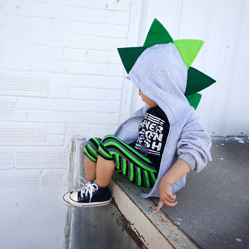 Green Dinosaur Hoodie, Toddler Sweatshirt, Dinosaur Costume, Dino Spike Hoodie, Boy Girl Costume, Halloween, Kids Gifts, READY TO SHIP image 3