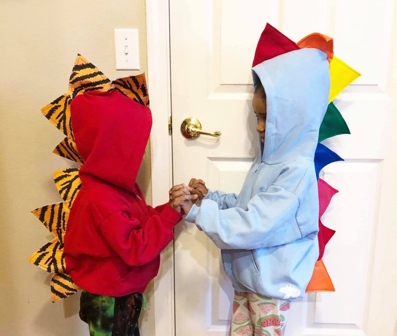 Bright Rainbow Dinosaur Hoodie, Dinosaur Costume, Blue Sweater, Toddler Hoodie, Rainbow, Birthday Gifts, Kids Gift, Christmas, READY TO SHIP image 5