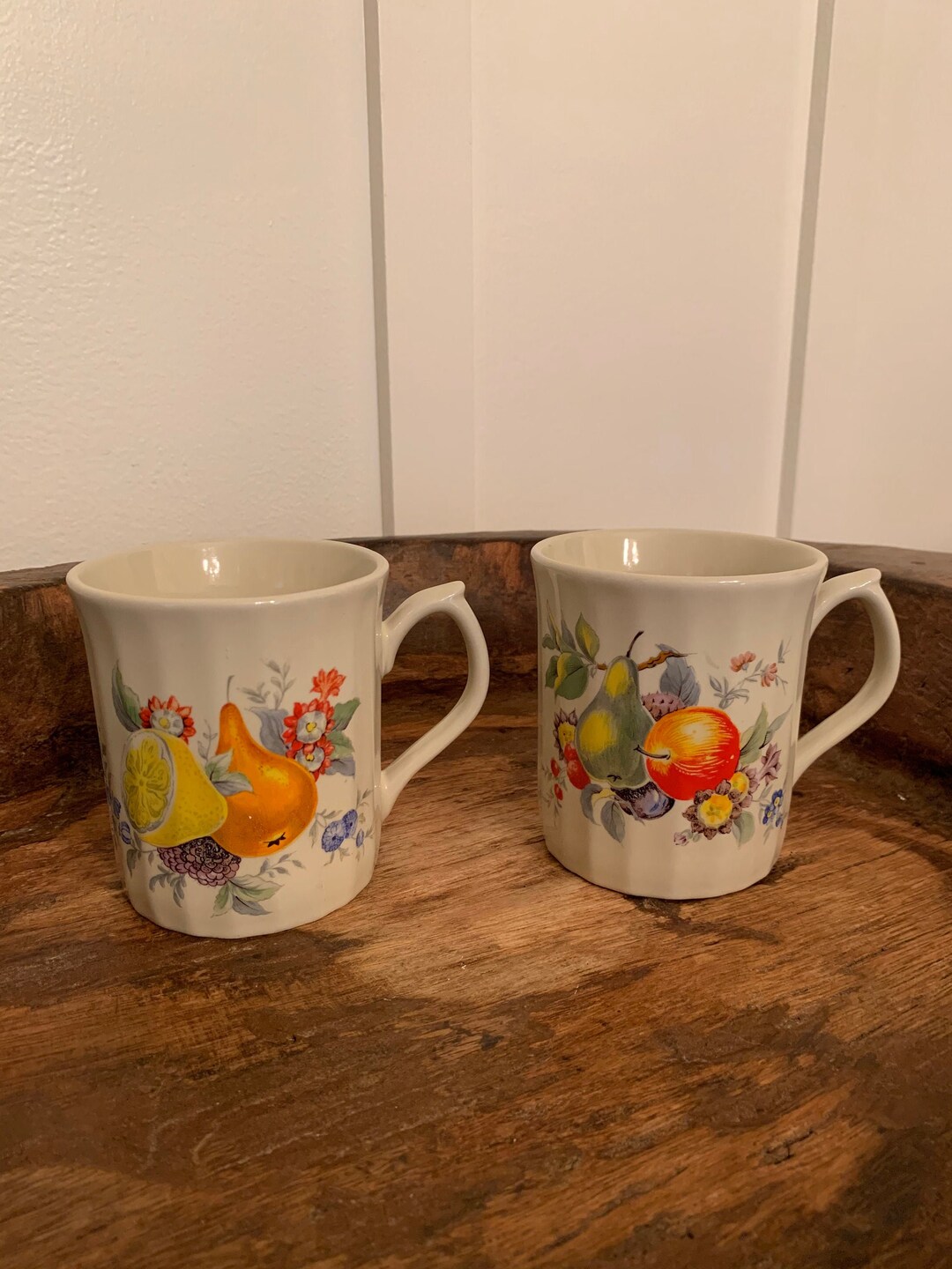 Vintage Pair of Japanese Coffee Mugs With Fruit and Floral Etsy