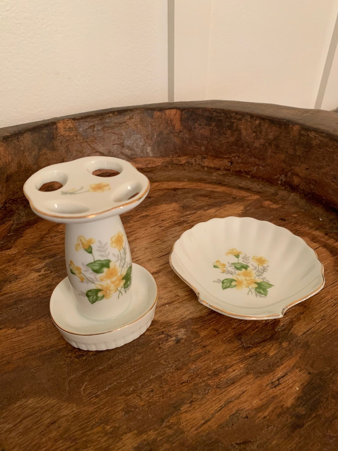 Vintage Porcelain Bathroom Set With Toothbrush Holder and Etsy
