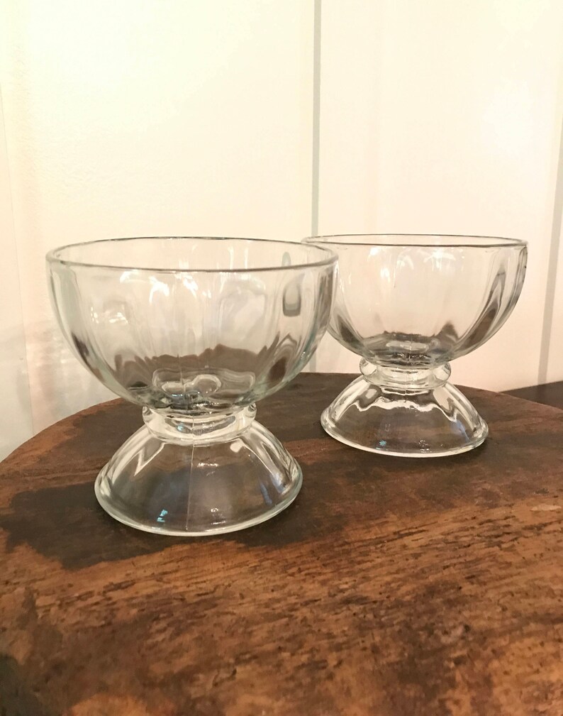 Vintage Large Libbey Clear Glass Pedestal Dessert Dishes or Etsy