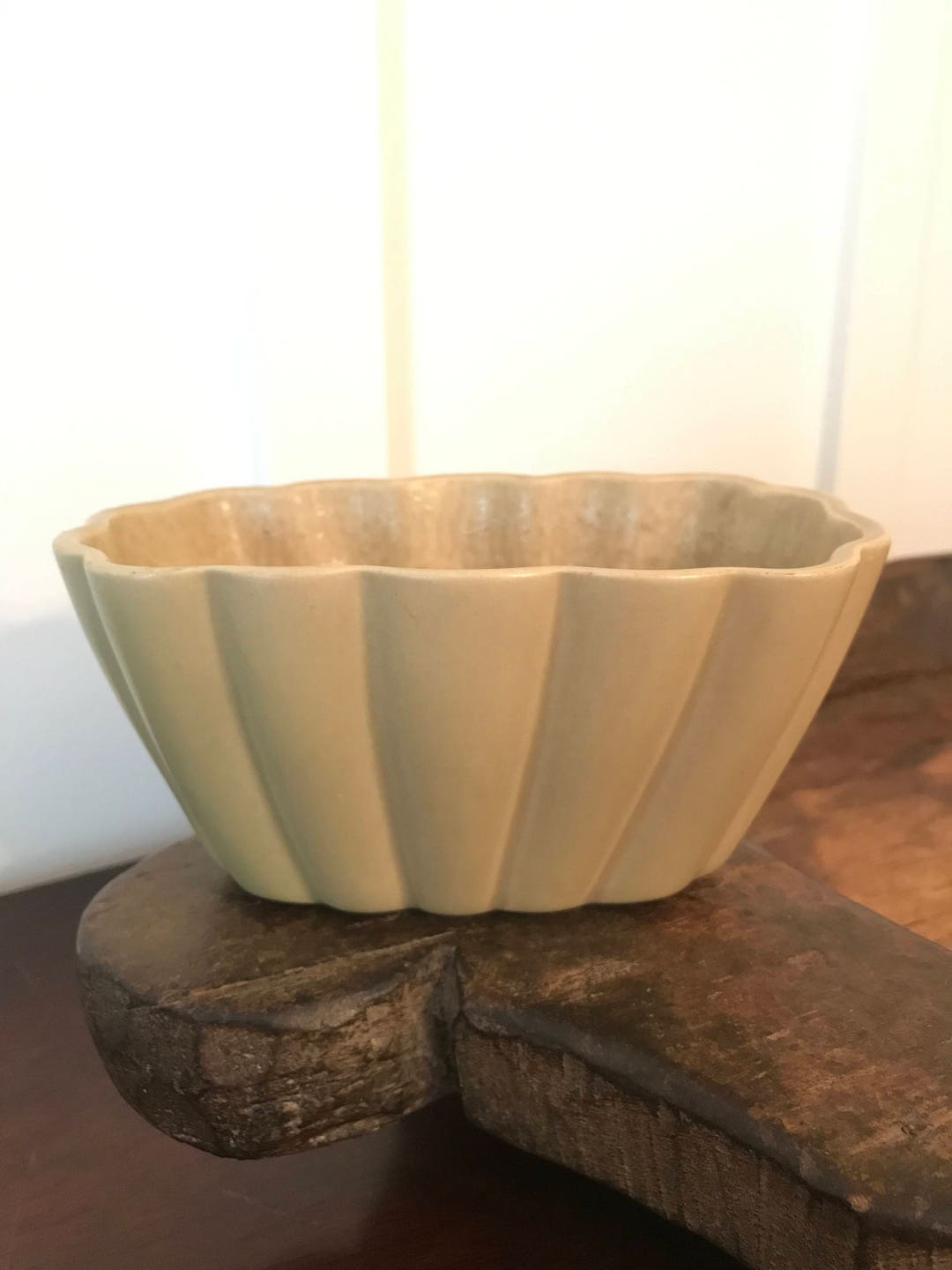 Vintage Green USA Pottery Scalloped Oval Shaped Planter Etsy