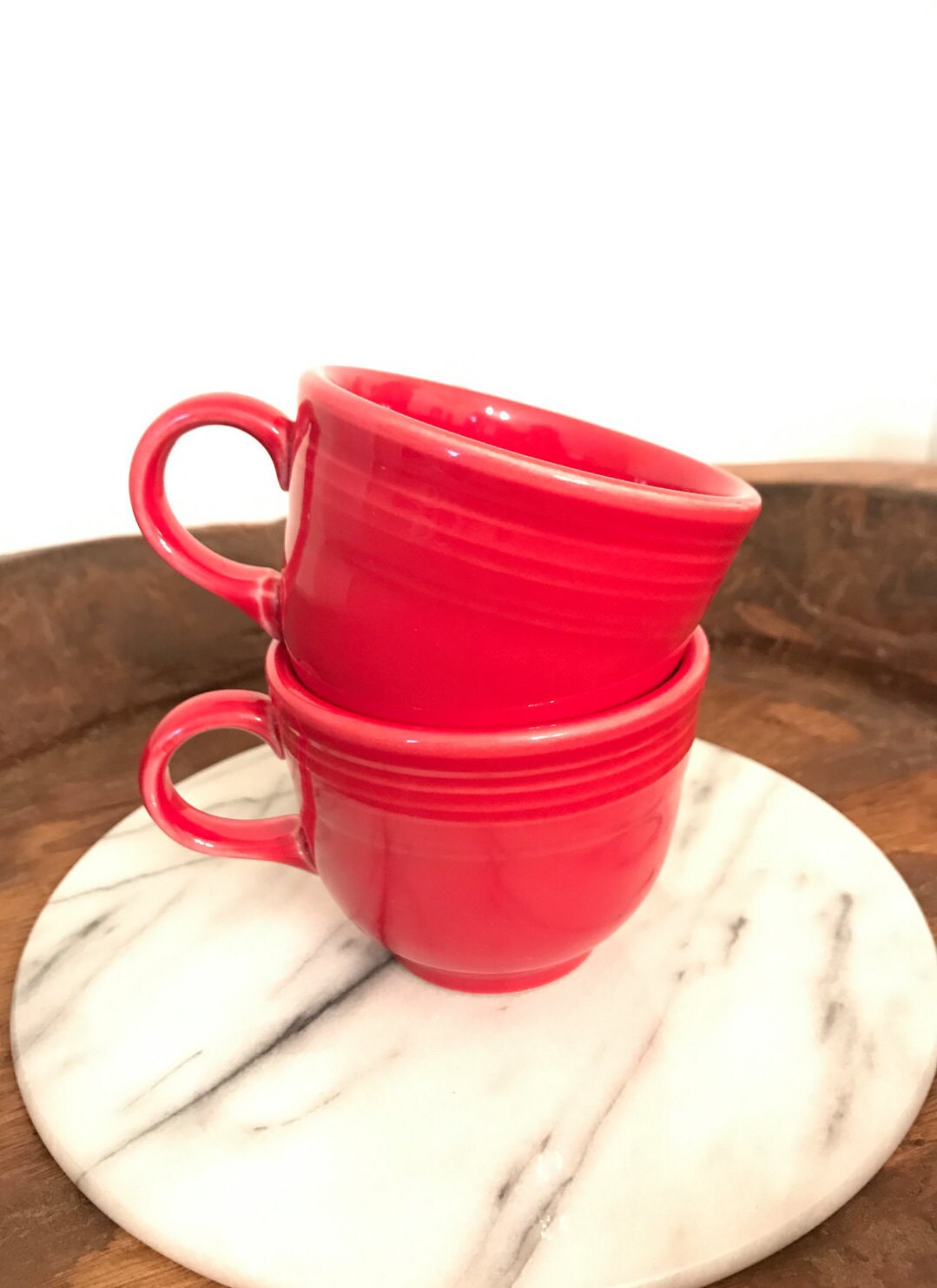 Fiesta Ware Tapered Mugs Scarlet Red Set of 2 Coffee Cup Made in
