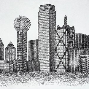 Dallas Hand Drawn Skyline Print