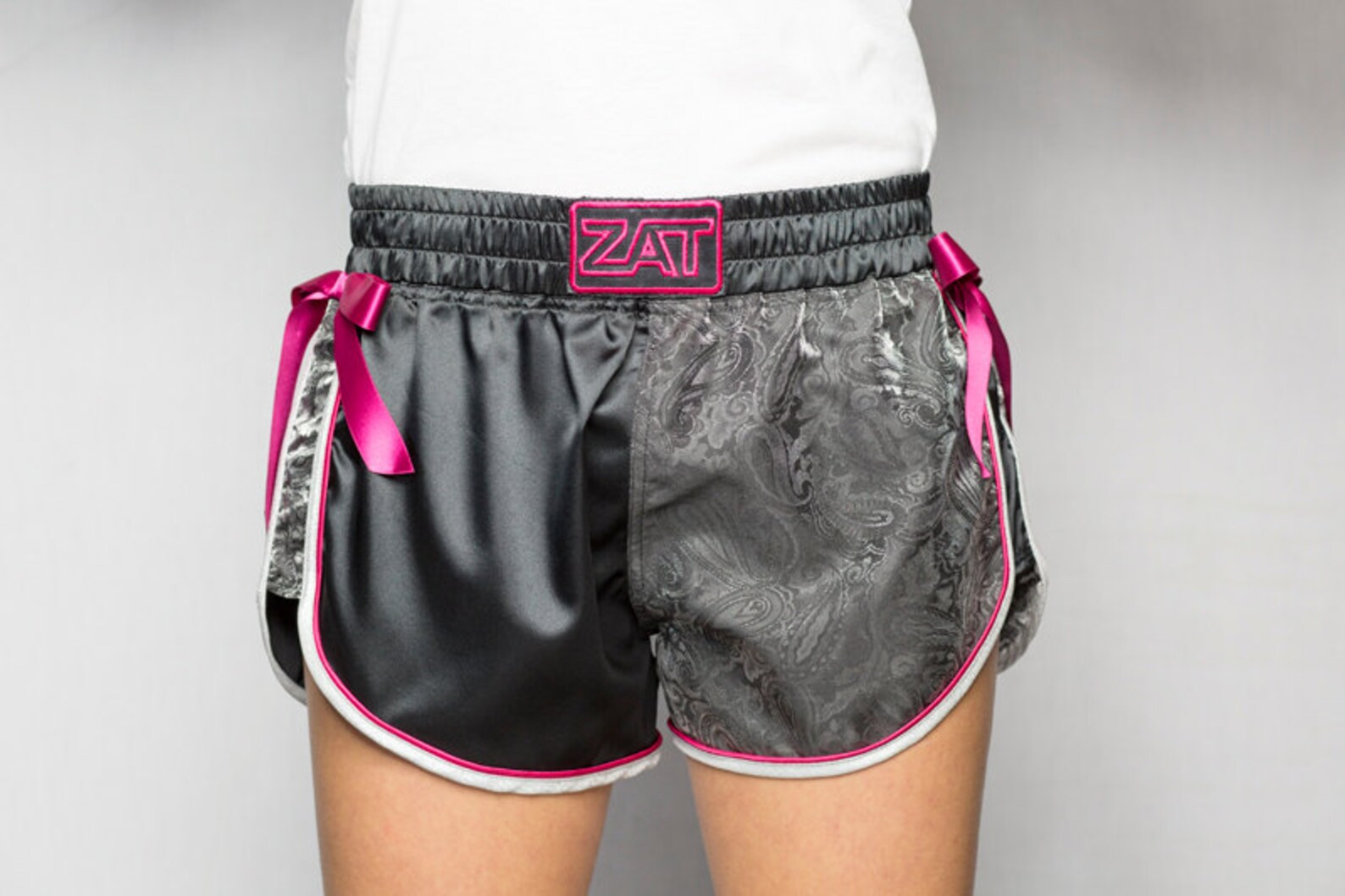 Kurze kurze schwarze und silberne Brokat Seide Muster Kaschmir | Etsy