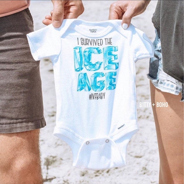 I Survived the Ice Age Onesie®, Funny IVF Onesie, IVF Baby Bodysuit, Worth the Wait Onesie,Pregnancy Announcement,Made with Love and Science