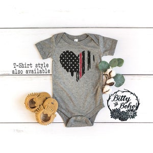 Firefighter Baby Bodysuit, Thin Red Line Baby Bodysuit, My Dad is a Fireman Baby Bodysuit, Newborn Baby Take Home Outfit, Gray Baby Bodysuit