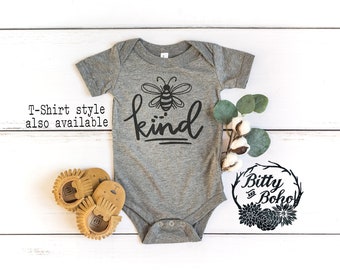 Be Kind Baby Bodysuit, Bee Kind Shirt, Bee Baby Shower Gift, Funny Baby Gift, Bumble Bee Baby Bodysuit, Funny Baby Clothes, Gray Bodysuit