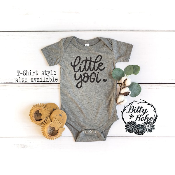 Little Yogi Baby Bodysuit, Cute Baby Shower Gift, Little Yogi Shirt, Yoga Baby Gift, Yoga Baby Bodysuit, Yoga Shirt, Gray Baby Bodysuit