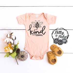 Be Kind Baby Bodysuit, Bee Kind Shirt, Bee Baby Shower Gift, Funny Baby Gift, Bumble Bee Baby Bodysuit,Cute Baby Clothes Peach Baby Bodysuit