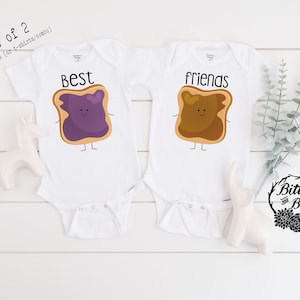 Best Friends Onesies®, Twin Onesies, Best Friends Shirt Set, Zwillings-Baby-Geschenk, Beste Freunde Shirts, Zwillinge Onesies, PB & J, Erdnussbutter Shirt